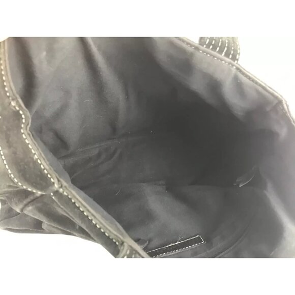 Banana Republic Tote Shoulder Bag Womens Black Suede Pockets Double Handles - Picture 7 of 8